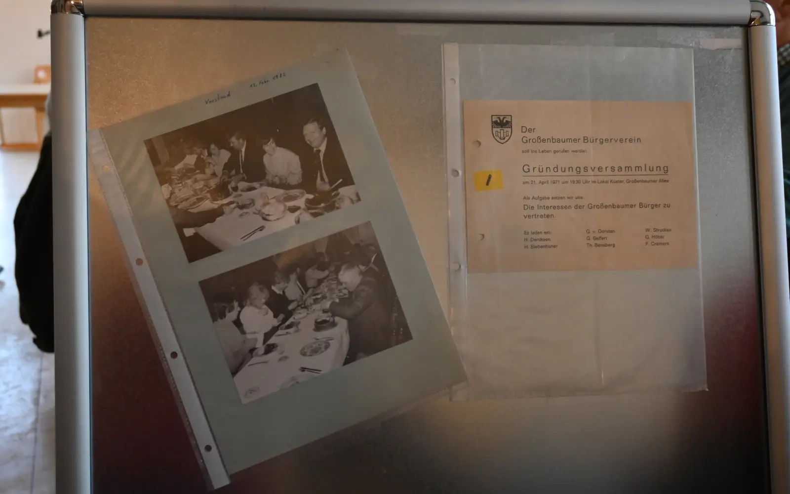 Auf einer Stellwand war die Einladung zur Gründungsversammlung zu entdecken. Diese fand am 21. April 1971 im Lokal „Küster“ statt. Foto: sam