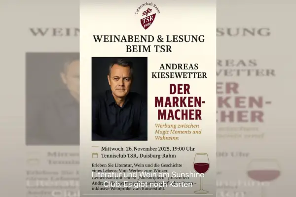 „Der Markenmacher“: Lesung mit Weinprobe beim TS Rahm