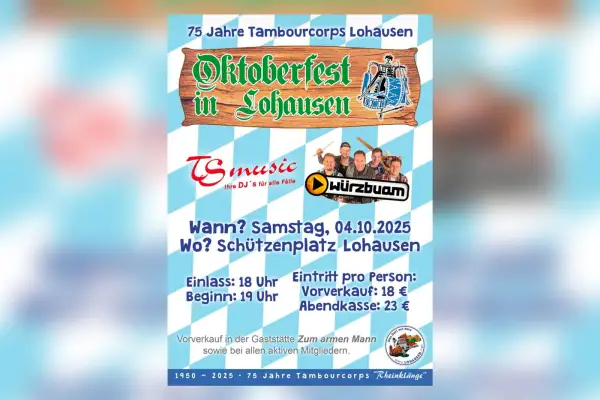 Großes Jubiläums-Oktoberfest in Lohausen: Tambourcorps Rheinklänge feiert 75 Jahre