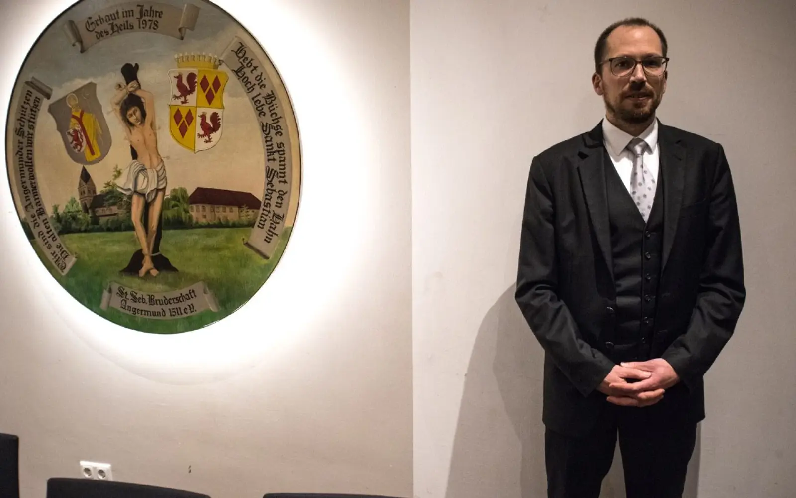 Philipp Ahlmann, 43 Jahre alt, ist zum neuen Chef der St. Sebastianus Bruderschaft Angermund gewählt worden. Er ist bereits mit elf Jahren der Bruderschaft beigetreten. Philipp Ahlmann hat damit die Chance, sogar länger als sein Vater Chef der Bruderschaft zu sein. Foto: vj