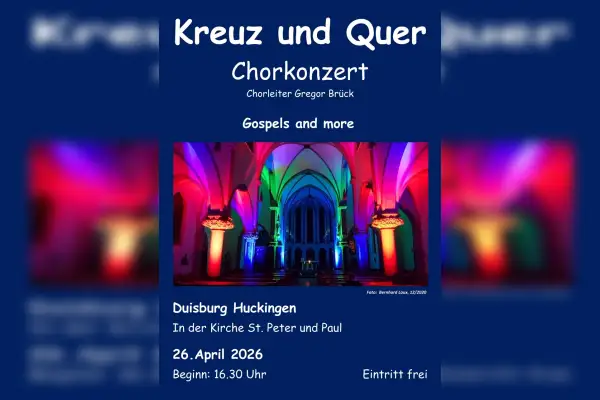 Gospels and more: Chor „Kreuz und Quer“ singt in der Kirche St. Peter und Paul in Huckingen
