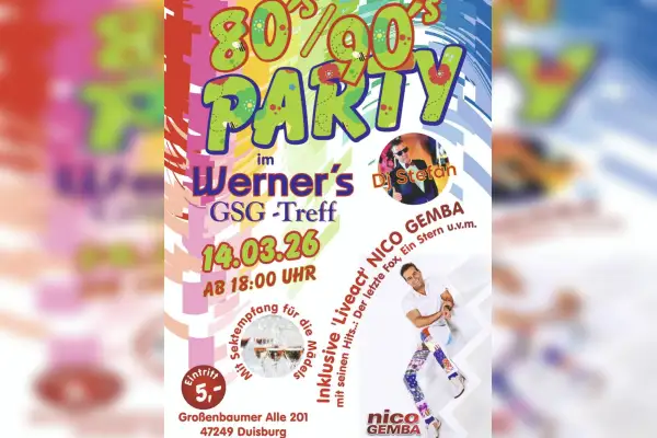 80er/90er-Party mit Nico Gemba im Werner’s GSG-Treff