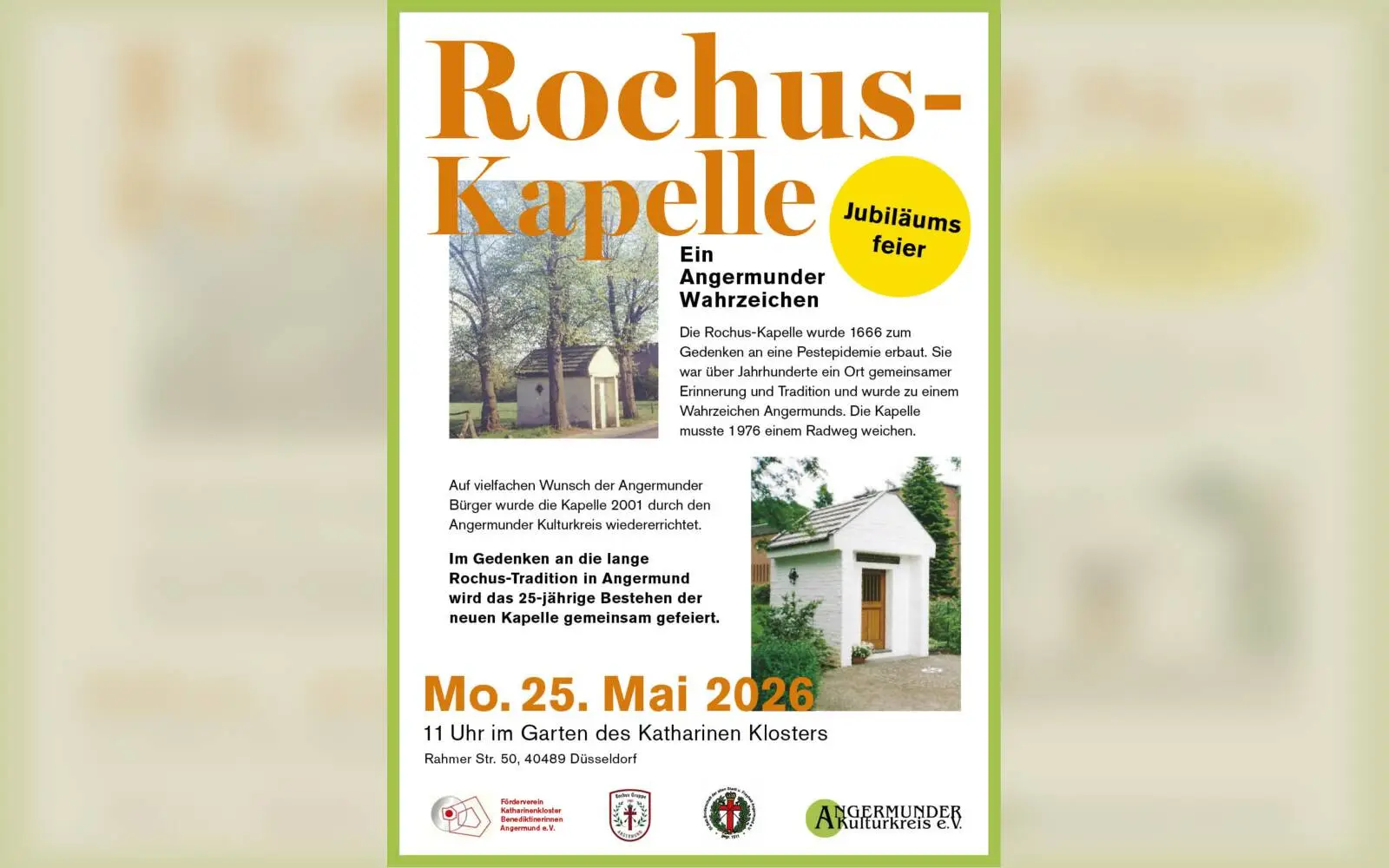 Angermund feiert 25 Jahre Rochus-Kapelle