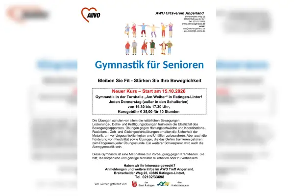 Neuer Gymnastikkurs für Senioren startet in Lintorf