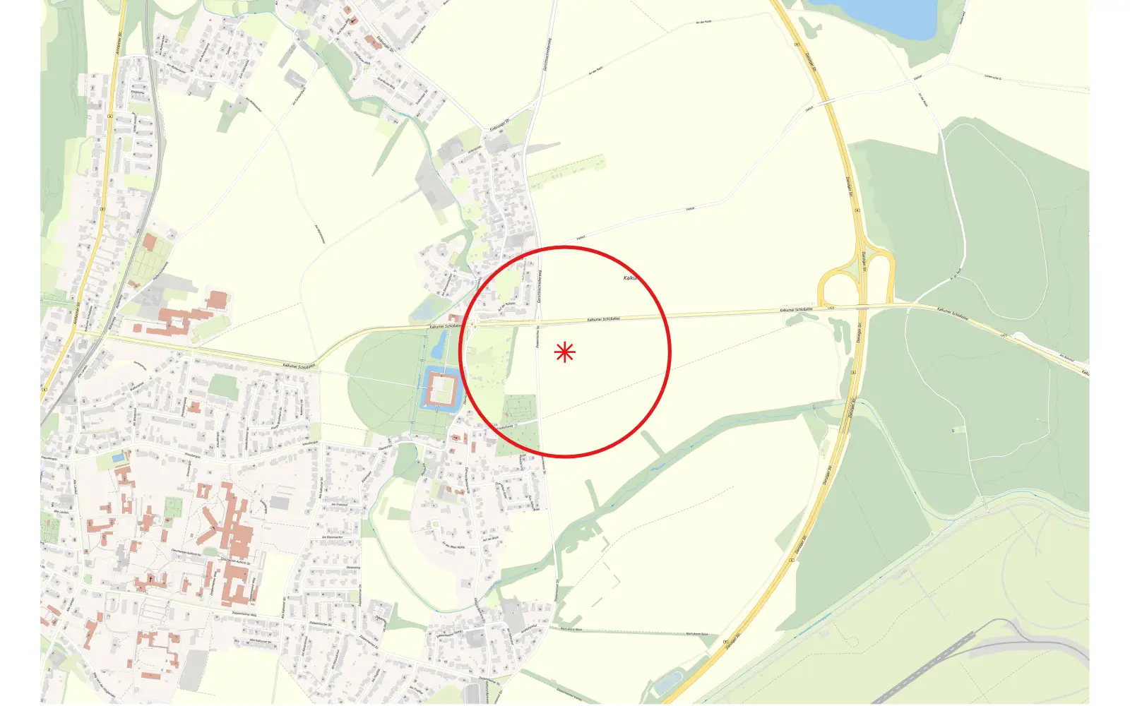 Rund um den Fundort der Panzergranate an der Kalkumer Schlossallee galt ein Sicherheitsradius von 300 Metern. Foto: Landeshauptstadt Düsseldorf