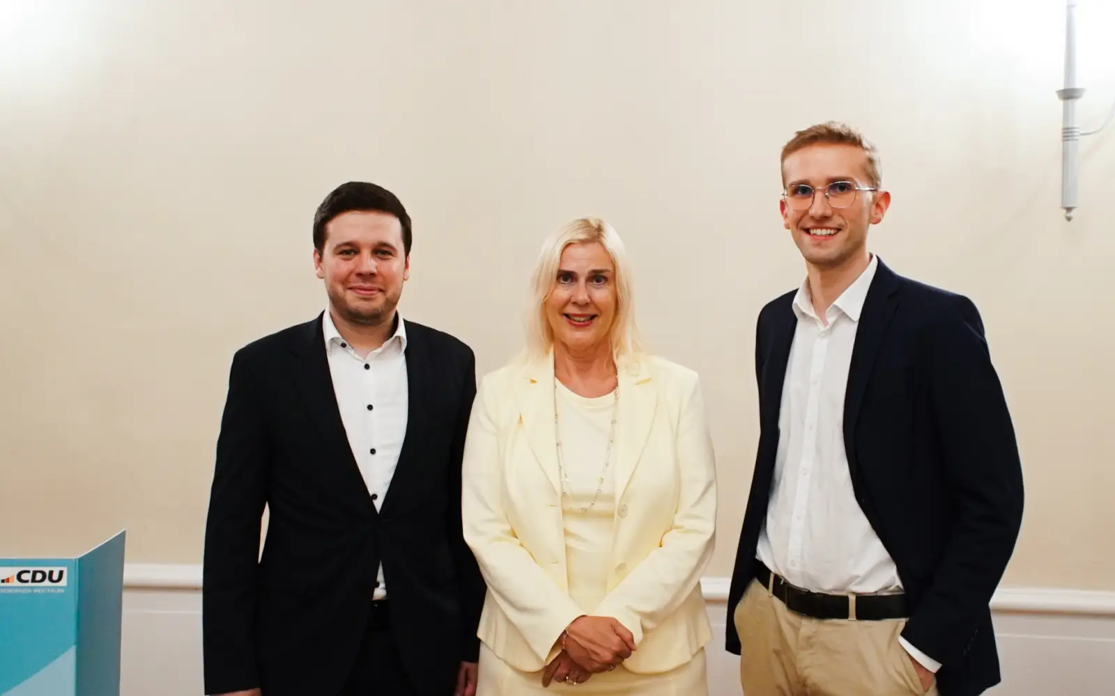 Kandidieren für die CDU bei der Landtagswahl NRW im April 2027 (von links): Nicolas Back, Petra Vogt MdL und Stefan Krüger. Foto: CDU Duisburg