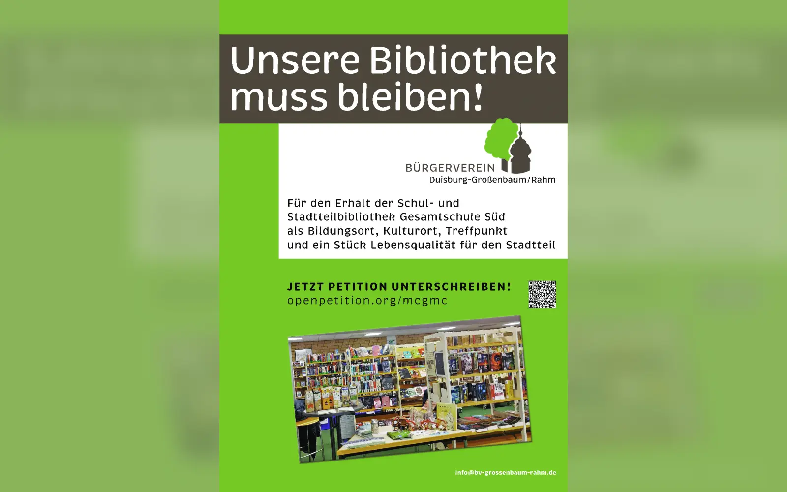 Schul- und Stadtteilbibliothek der Gesamtschule Duisburg-Süd steht auf der Kippe