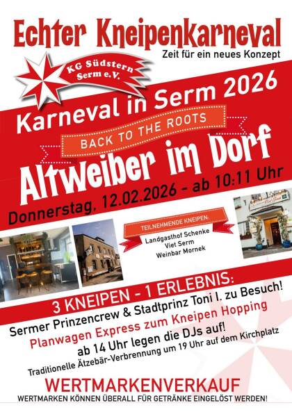 Altweiber im Dorf – Kneipenkarneval in Serm