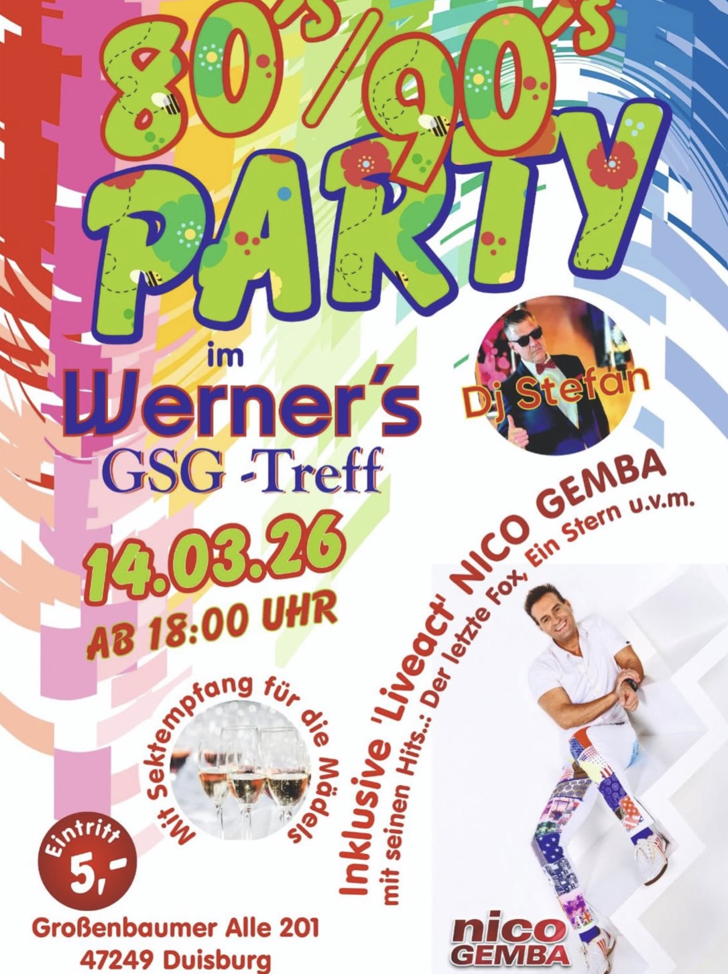 80er/90er-Party mit Nico Gemba im Werner’s GSG-Treff
