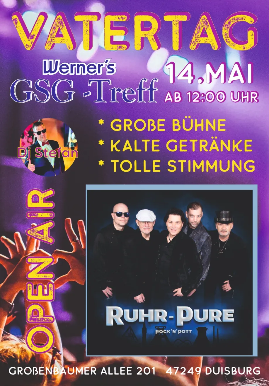 Vatertag Open Air mit Ruhr-Pure und DJ Stefan bei Werner’s GSG Treff