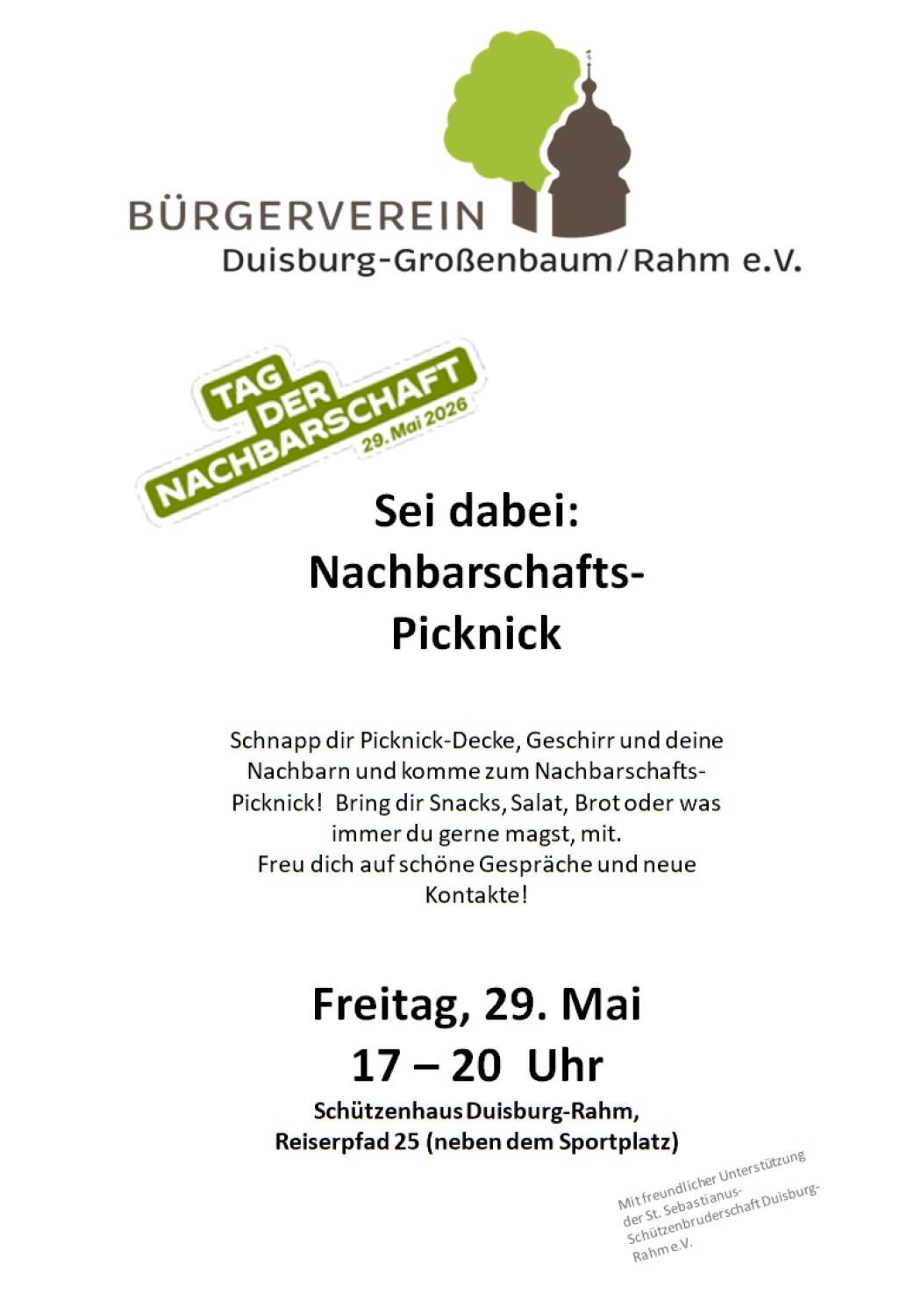 Nachbarschafts-Picknick am Schützenhaus Rahm