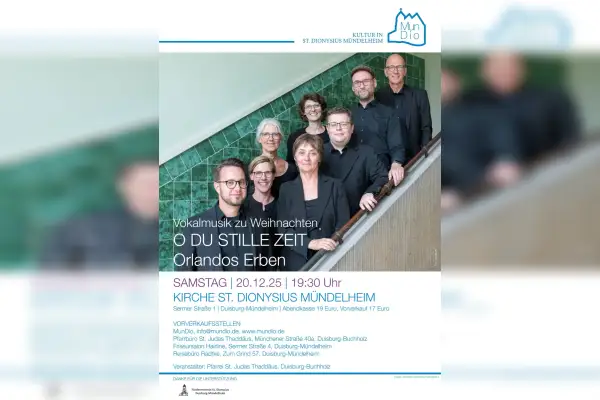 Vokalensemble Orlandos Erben präsentiert Weihnachtskonzert in Mündelheim