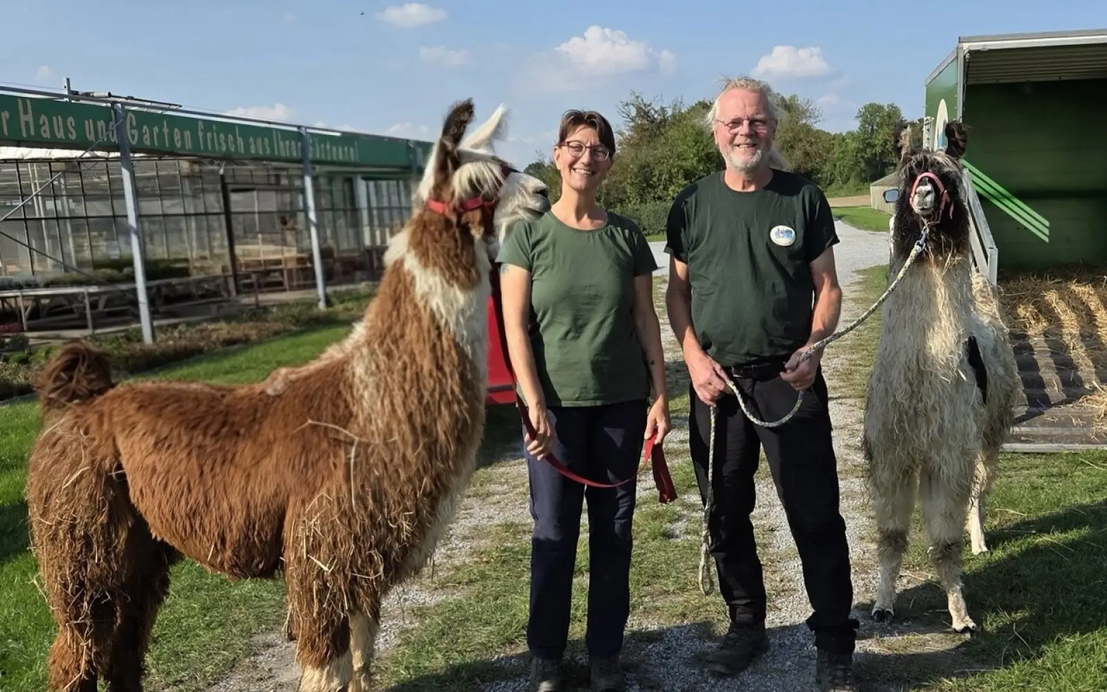 Michaela und Detlef Maluche freuen sich auf ihre zwei neuen Lamas, Amber und Thylane. Foto: privat