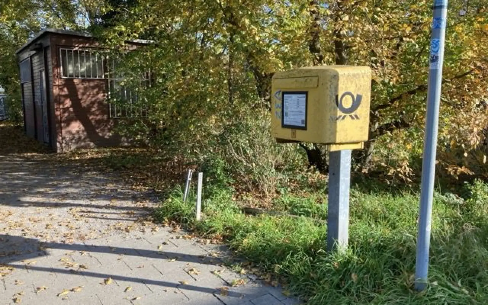 Stahlpfeiler ragen aus der Erde – wahrscheinlich wurden sie früher als Halterung für einen Mülleimer genutzt. Foto: sam
