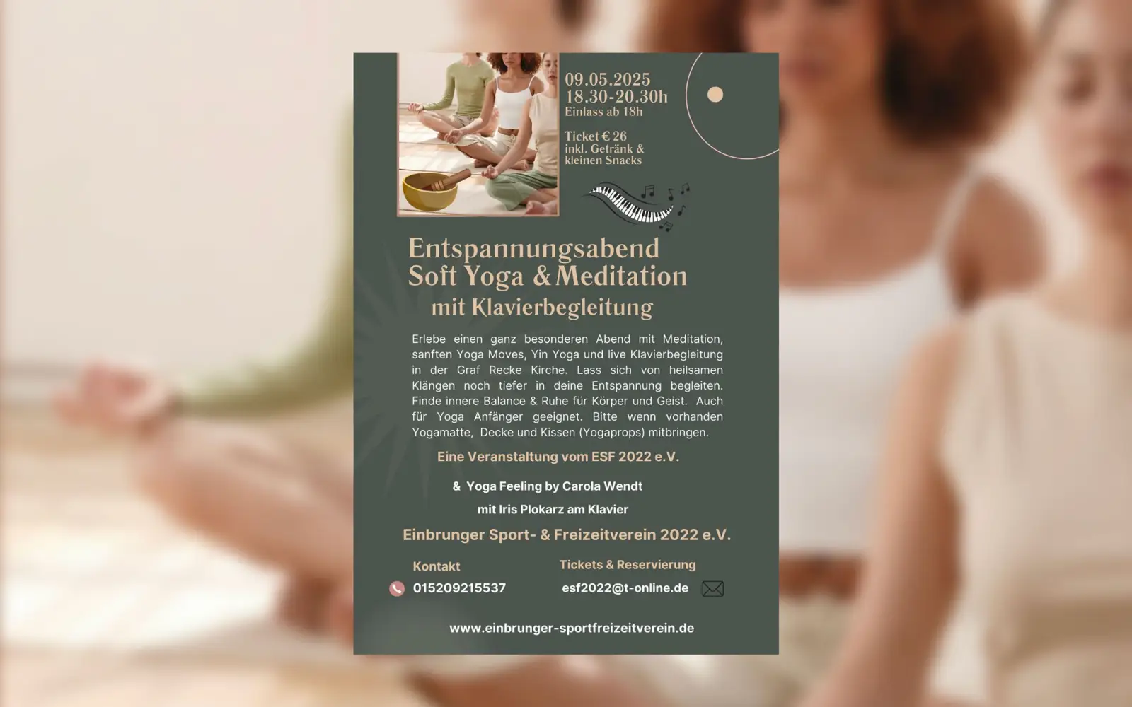 Yoga, Meditation und Klaviermusik laden in der Graf Recke Kirche zur Entspannung ein.
