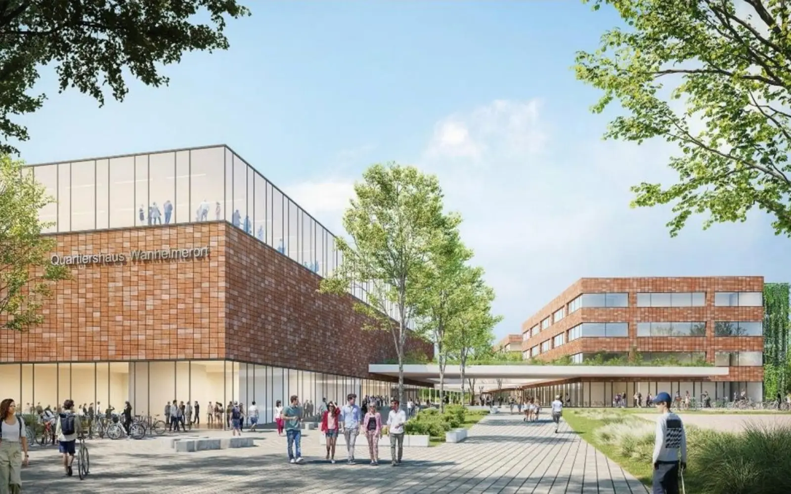 Im Juli 2027 soll das neue Gebäude für die Gesamtschule Mitte-Süd in Wanheimerort bezogen werden. Illustration: Stadt Duisburg