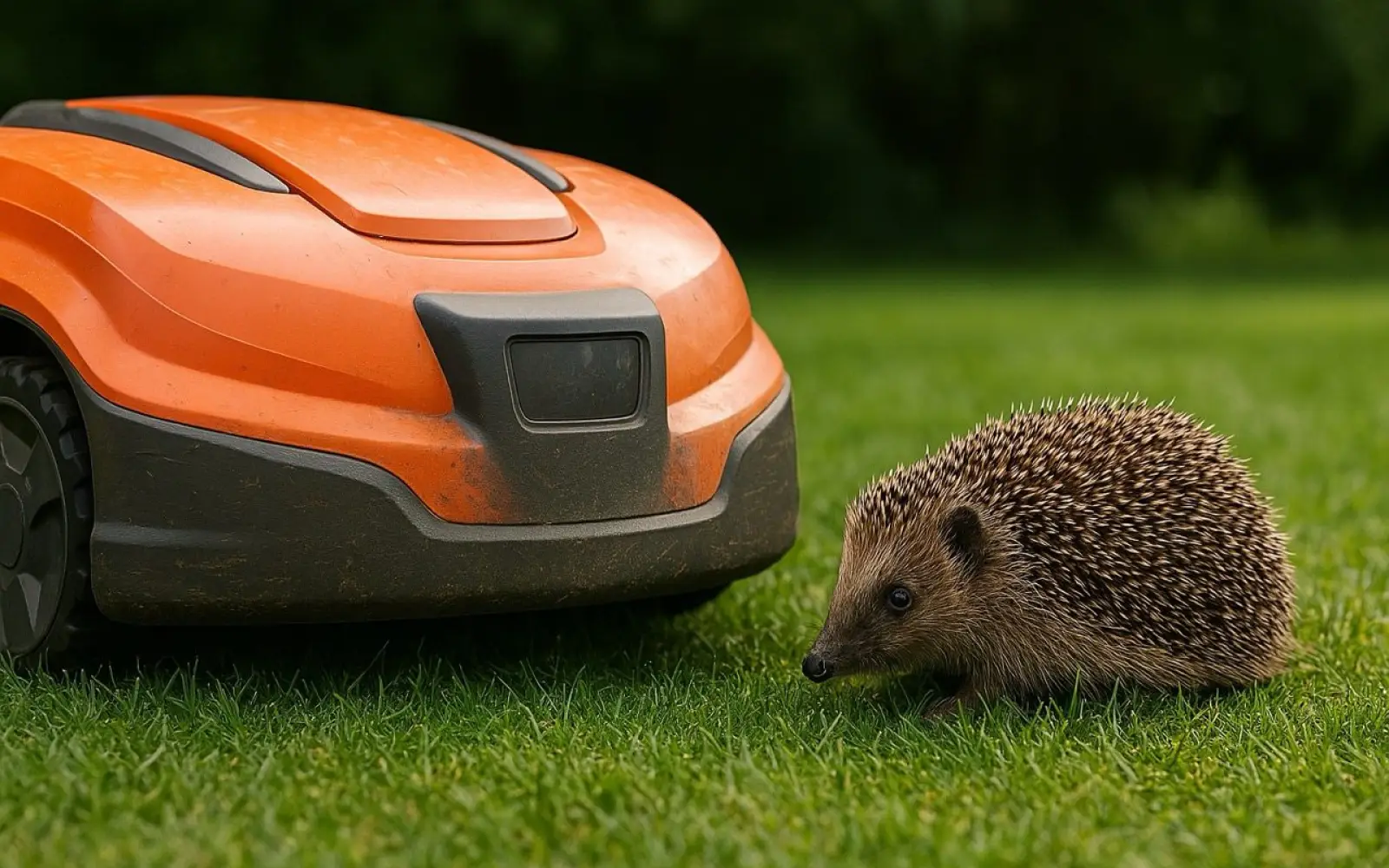 Nachtaktive Tiere sind durch unbeaufsichtigte Mähroboter besonders gefährdet. Symbolfoto: KI