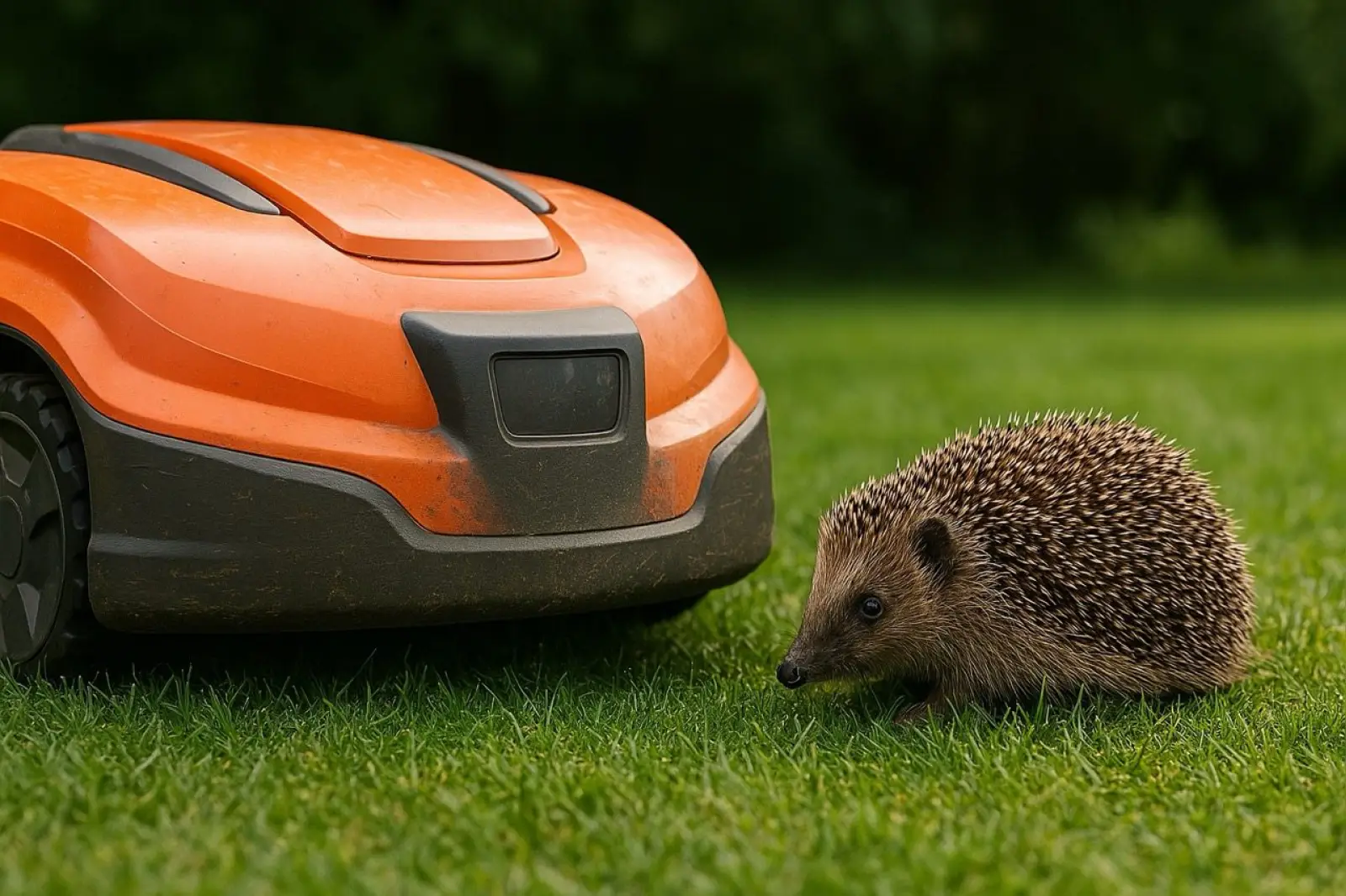 Nachtaktive Tiere sind durch unbeaufsichtigte Mähroboter besonders gefährdet. Symbolfoto: KI