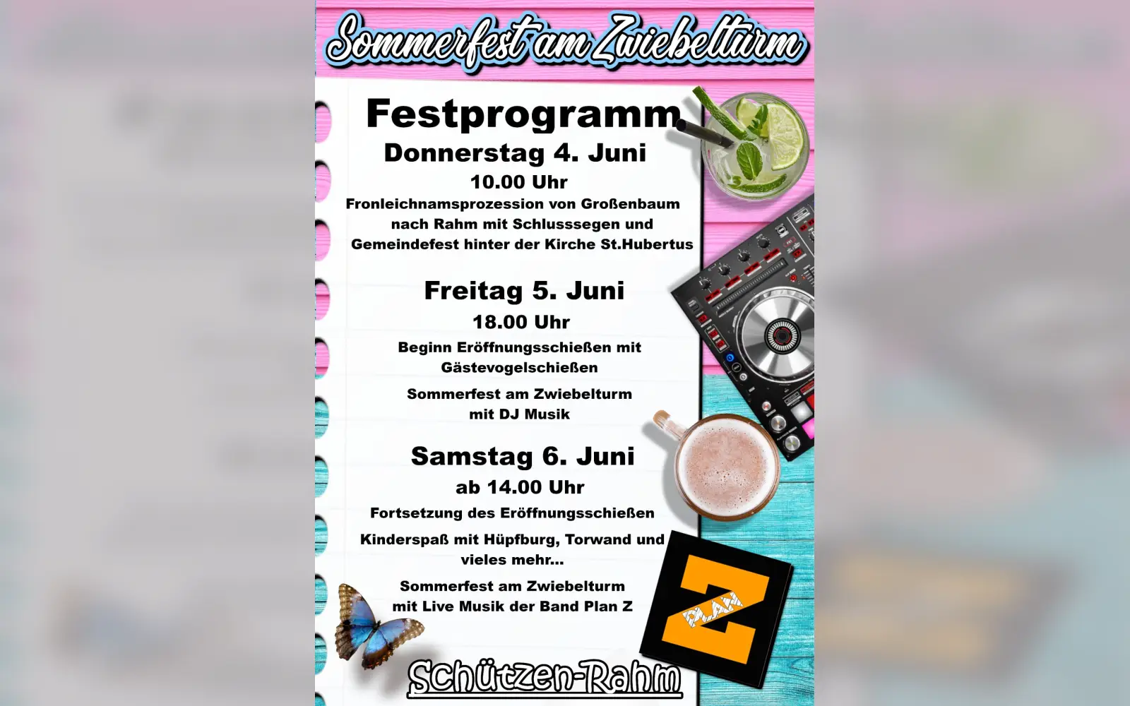 Sommerfest am Zwiebelturm mit Plan Z in Rahm