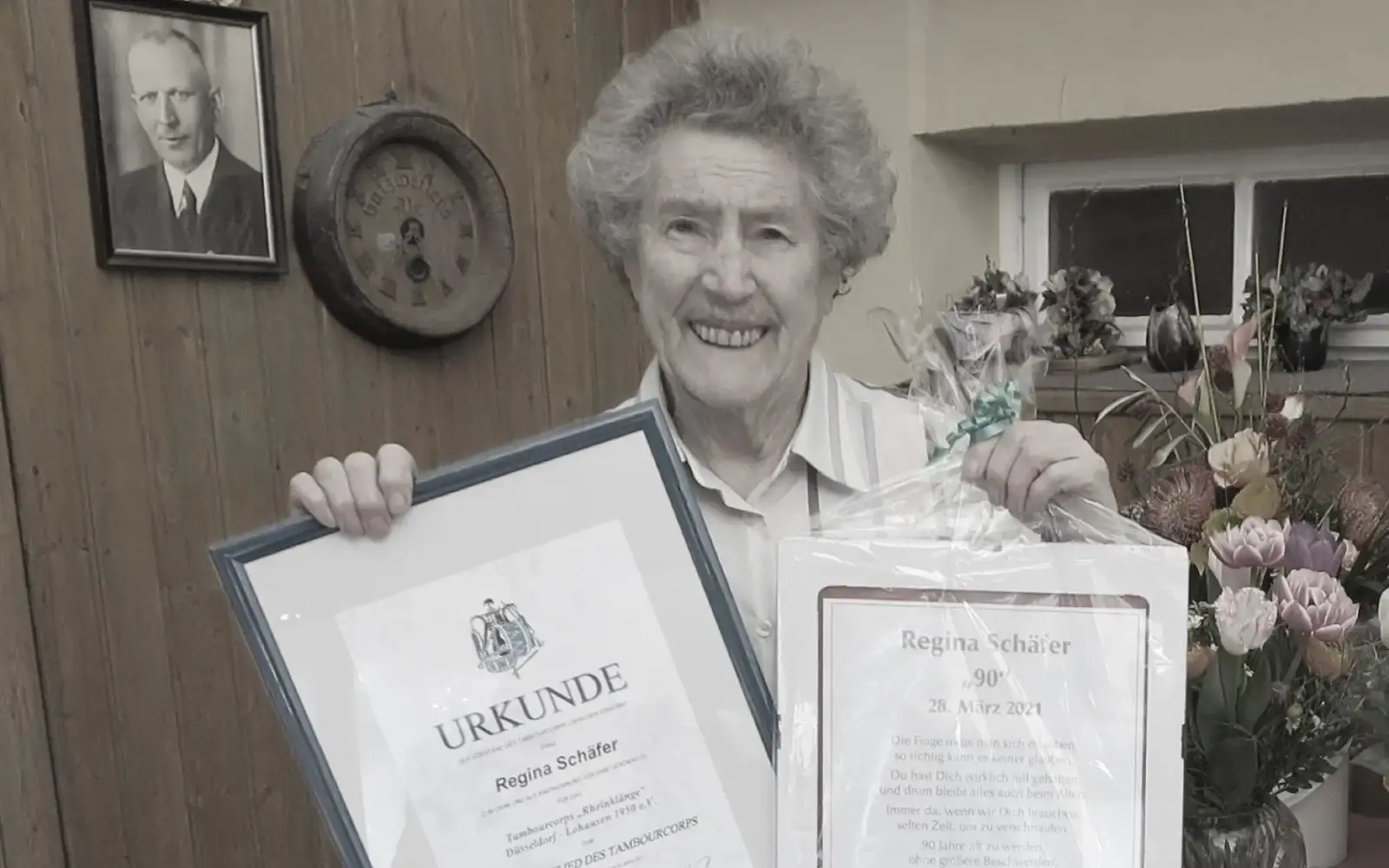 Regina Schäfer anlässlich ihres 90. Geburtstages im März 2021, Foto: privat