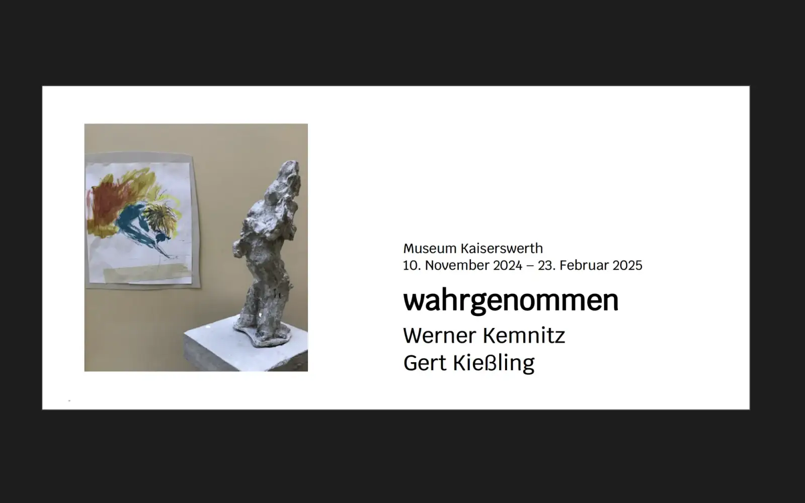 Die Ausstellung „wahrgenommen“ im Museum Kaiserswerth präsentiert Werke von Werner Kemnitz und Gert Kießling, die das Thema Raum und Wahrnehmung künstlerisch erforschen.