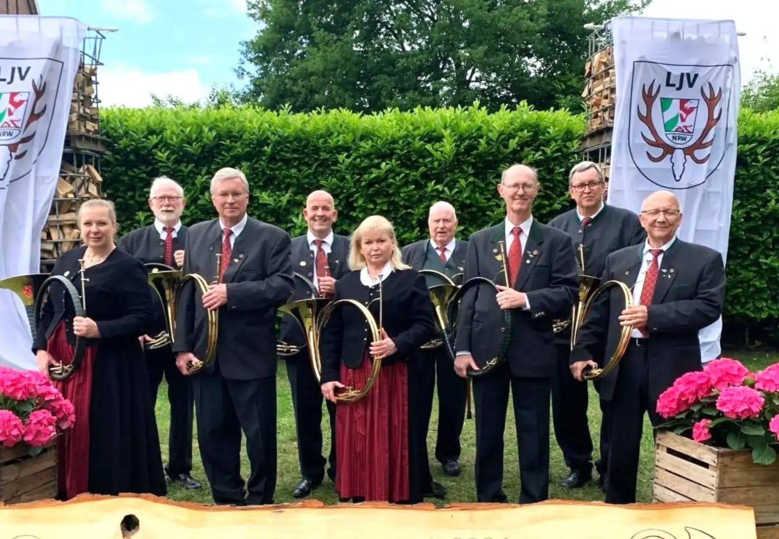 Die Jagdhorn-Bläsergruppe „Horrido“ feiert in diesem Jahr ihr 60-jähriges Bestehen und begleitet die traditionelle Hubertusmesse musikalisch. Foto: privat