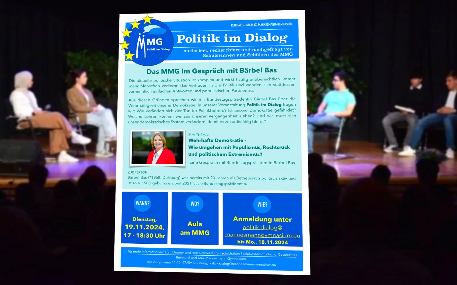 MMG: „Politik im Dialog“ mit Bärbel Bas – Anmeldungen bis 18. November