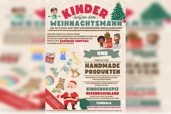 Kinder helfen dem Weihnachtsmann auf dem Angermunder Nikolausmarkt