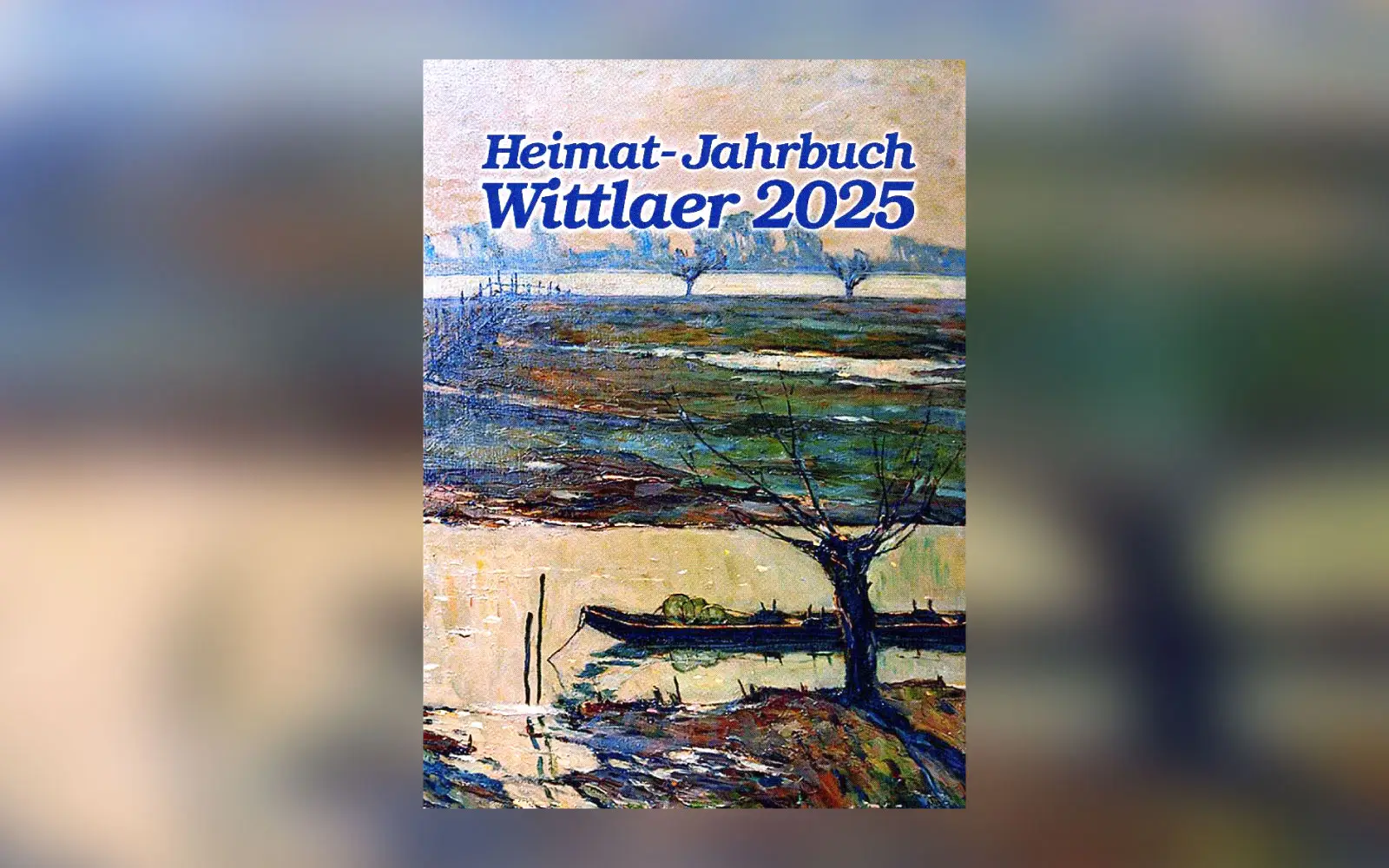 Das Titelbild des Heimat-Jahrbuchs 2025 zeigt einen Ausschnitt des Gemäldes „Rheinlandschaft bei Wittlaer“ mit dem Schwarzbach im Vordergrund. Der Künstler Erich von Perfall (1882–1961) zählt zur Düsseldorfer Malerschule. Das Original hängt im Restau