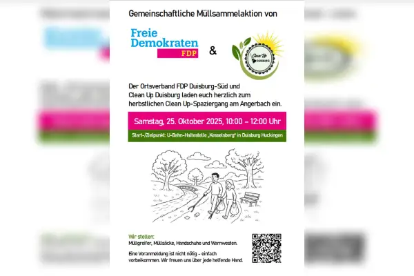 Clean Up Duisburg: Müllsammelaktion am Angerbach in Huckingen
