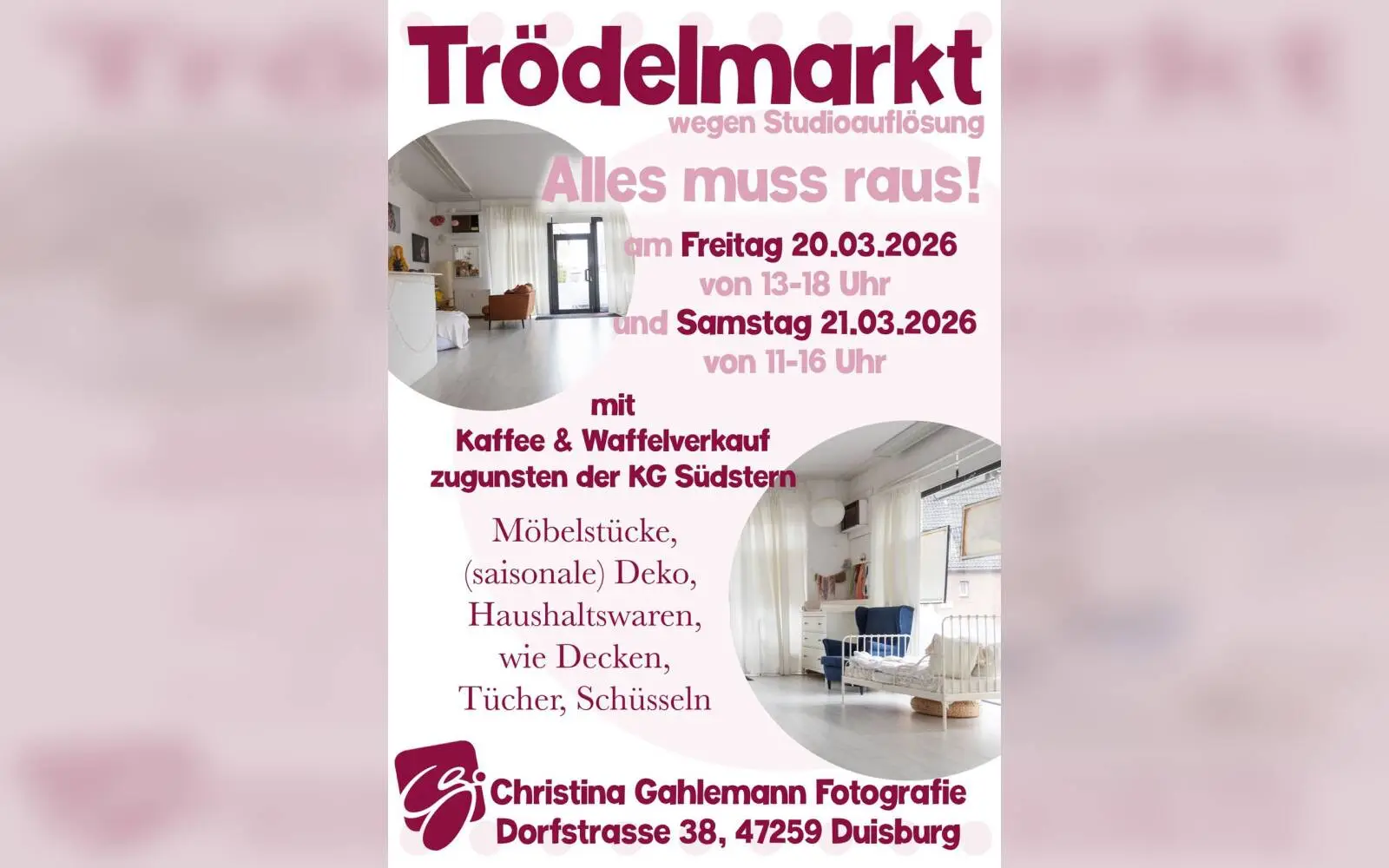 Fotostudio-Trödelmarkt in Serm: Schätze entdecken und Gutes tun!