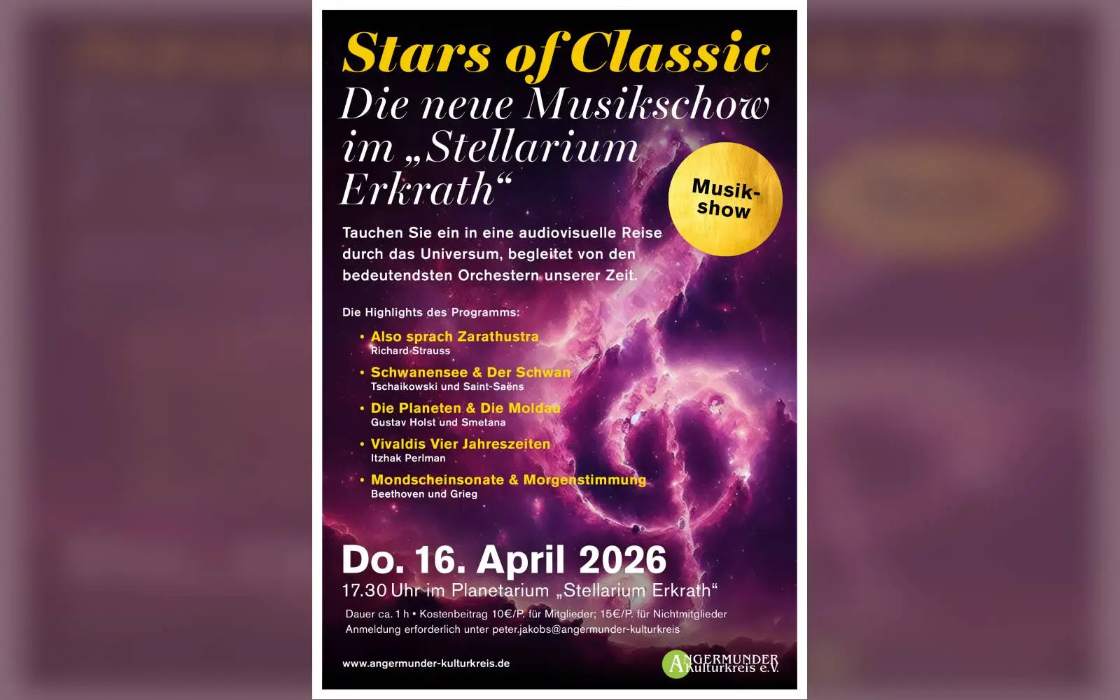 Musikshow „Stars of Classic“ im Stellarium Erkrath verbindet Klassik und Kosmos