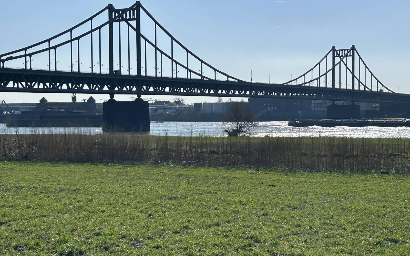 Vor 90 Jahren wurde die Uerdinger Rheinbrücke für den Verkehr eröffnet. Doch die wichtige Verbindung zwischen Duisburg und Krefeld ist in die Jahre gekommen. Jetzt wurden Details für den Ersatzneubau bekannt. Foto: sam
