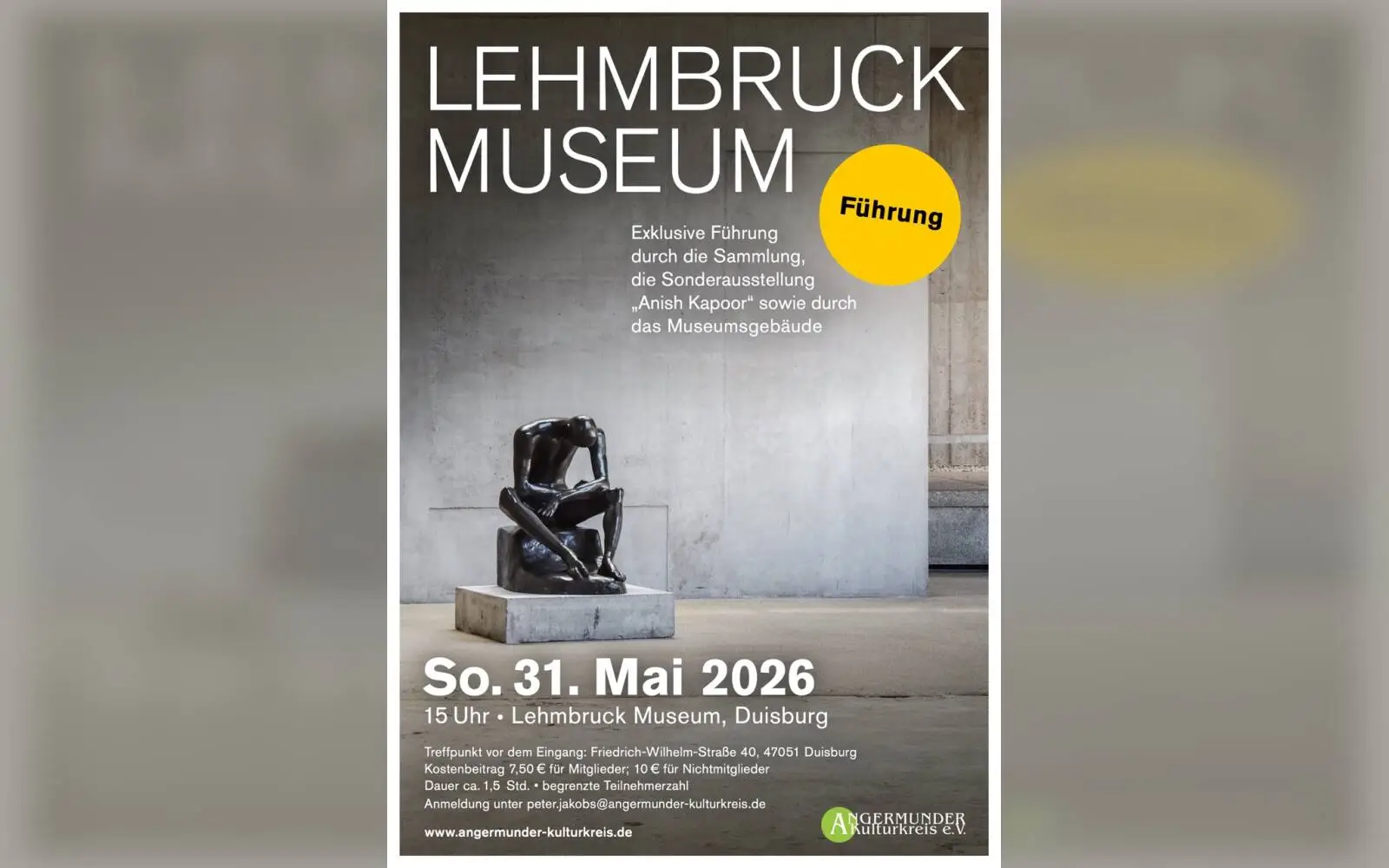 Angermunder Kulturkreis lädt zur Führung ins Lehmbruck Museum