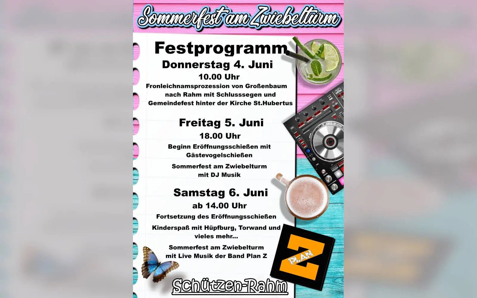 Sommerfest am Zwiebelturm mit Plan Z in Rahm