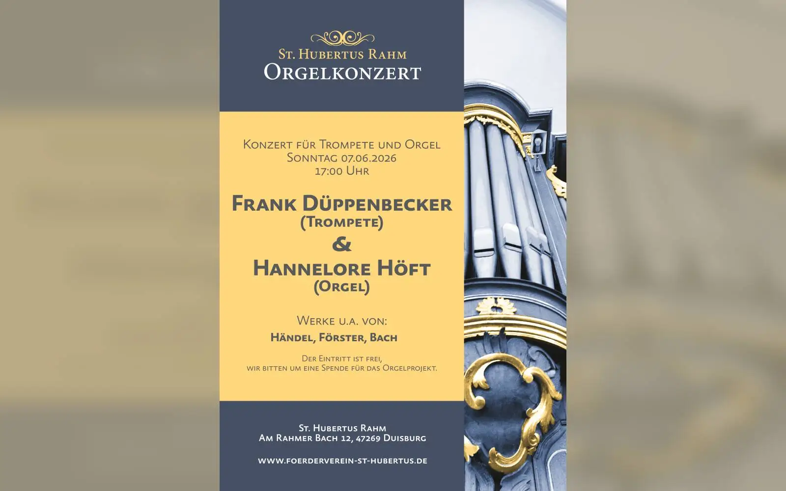 Orgelkonzert in Rahm mit Frank Düppenbecker und Hannelore Höft