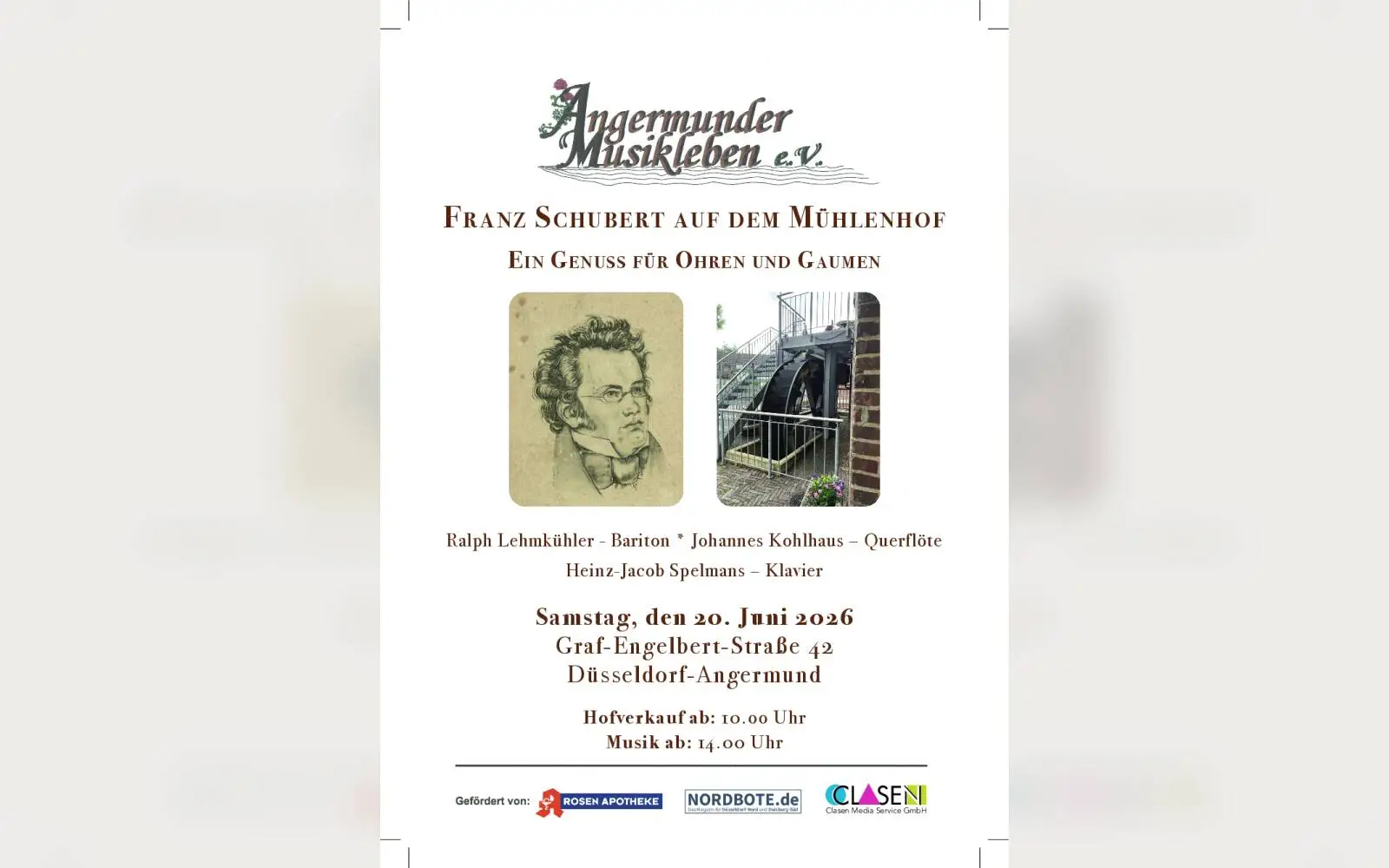 Franz Schubert auf dem Mühlenhof in Angermund