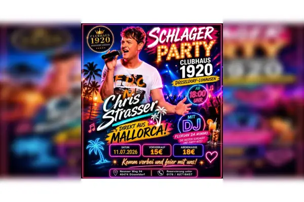 Abgesagt – Schlagerparty im Clubhaus 1920 mit Chris Strasser