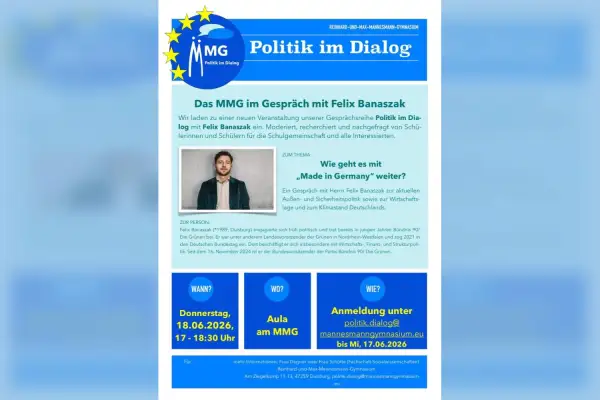 Felix Banaszak zu Gast beim Politik-Talk am Mannesmann-Gymnasium