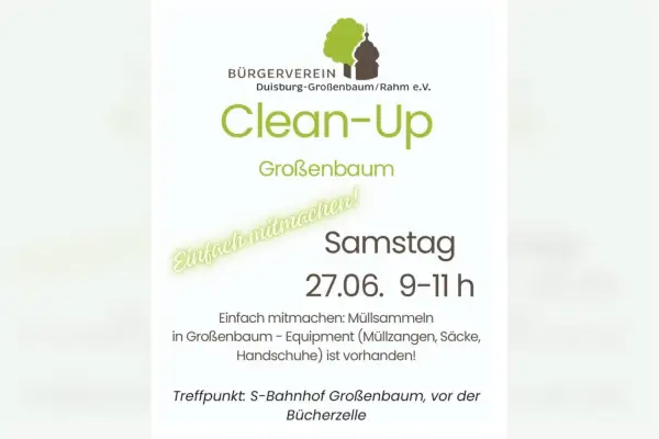 [Abgesagt] Beim Clean-Up Großenbaum wird am Samstag gemeinsam Müll gesammelt