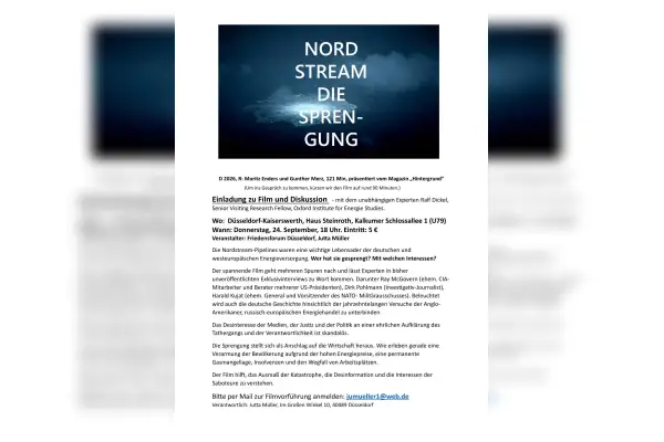 „Nordstream – Die Sprengung“ mit Diskussion in Kaiserswerth