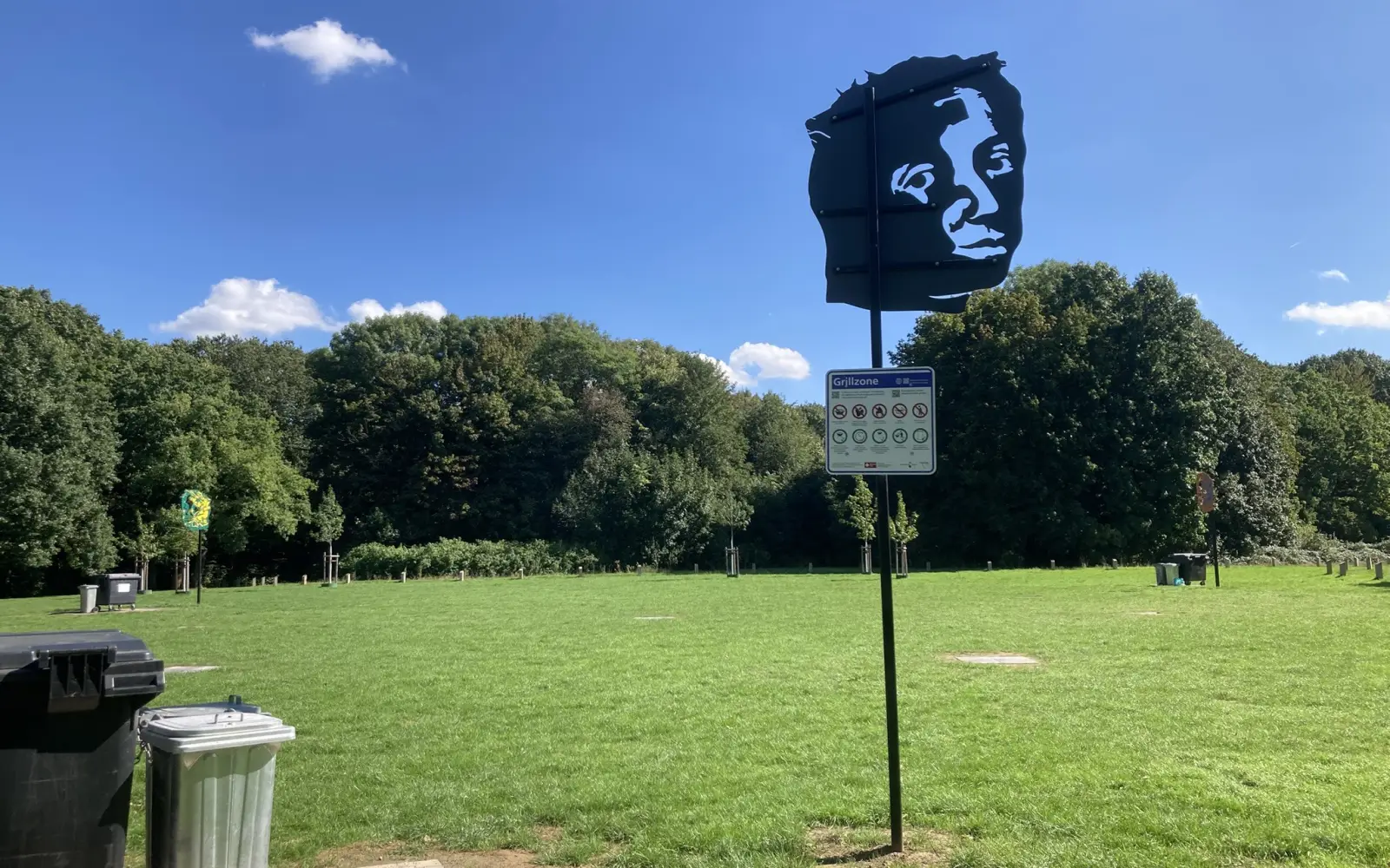 Nur noch auf den gepflasterten Flächen dürfen Bürgerinnen und Bürger im Biegerpark grillen. Dafür müssen sie vorher online reservieren. Foto: sam