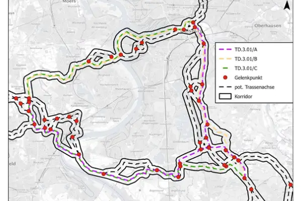 Eine Grafik der OGE zeigt mögliche Routen für den "Delta Rhine Corridor". Grafik: OGE 