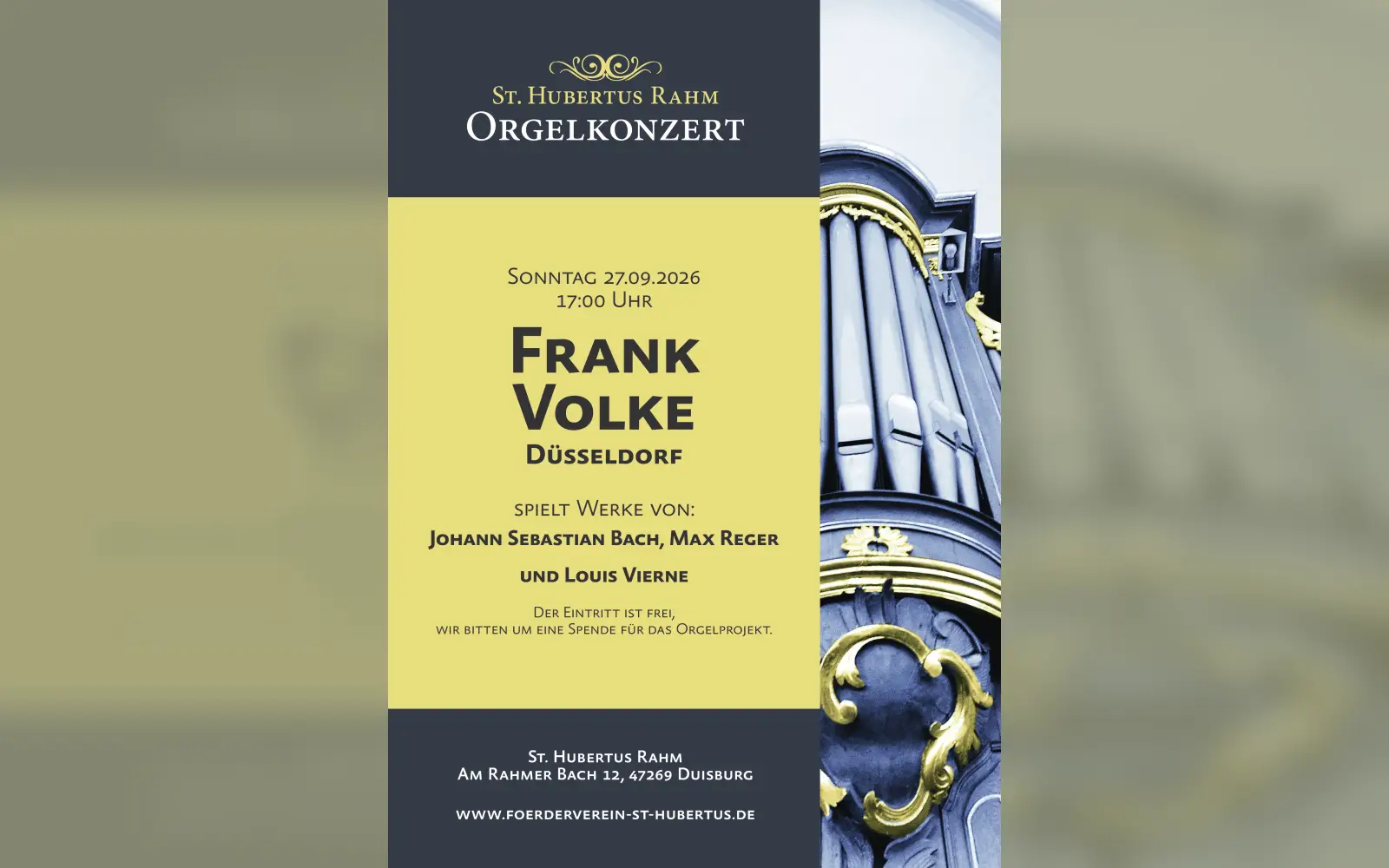 Orgelkonzert in Rahm mit Frank Volke