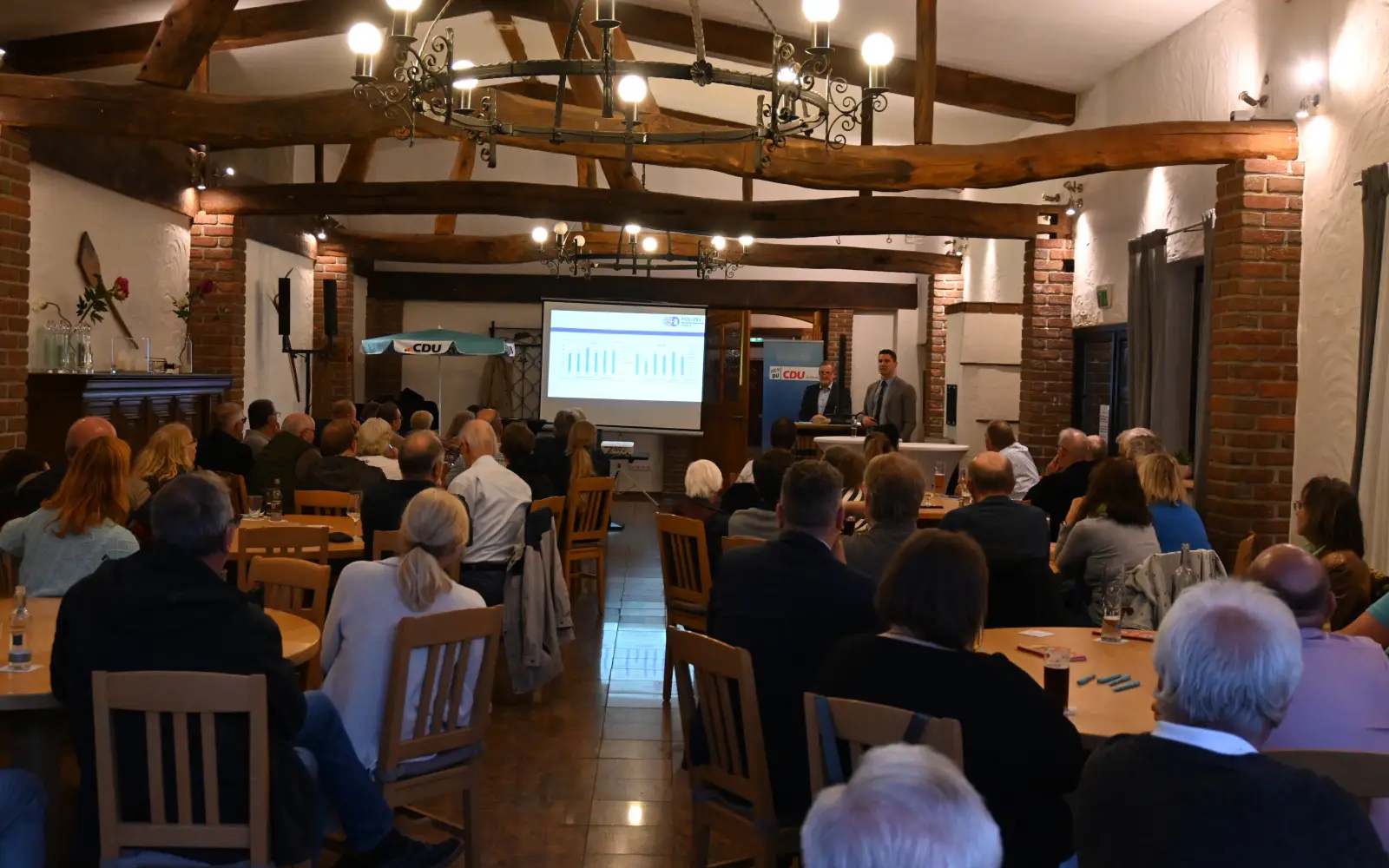 Gut 80 Gäste verfolgten in der "Schenke" den lebendig gehaltenen Vortrag von PP Alexander Dierselhuis, an dem sich eine kurze Diskussion anschloss. Foto: sam