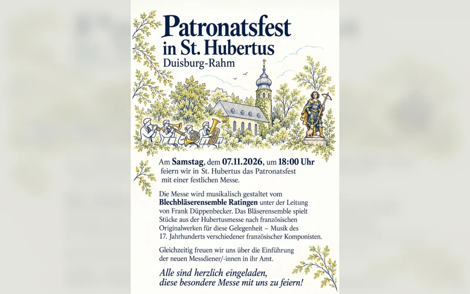 St. Hubertus feiert Patronatsfest mit festlicher Messe