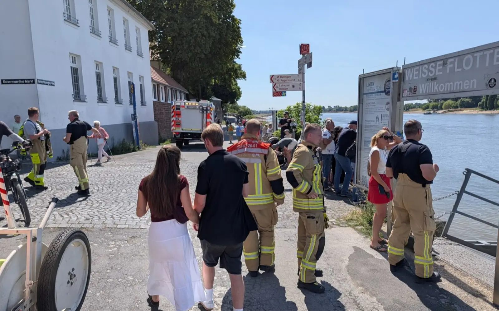 Der Fundort liegt am Anleger der Weißen Flotte unweit des Kaiserswerther Markts.