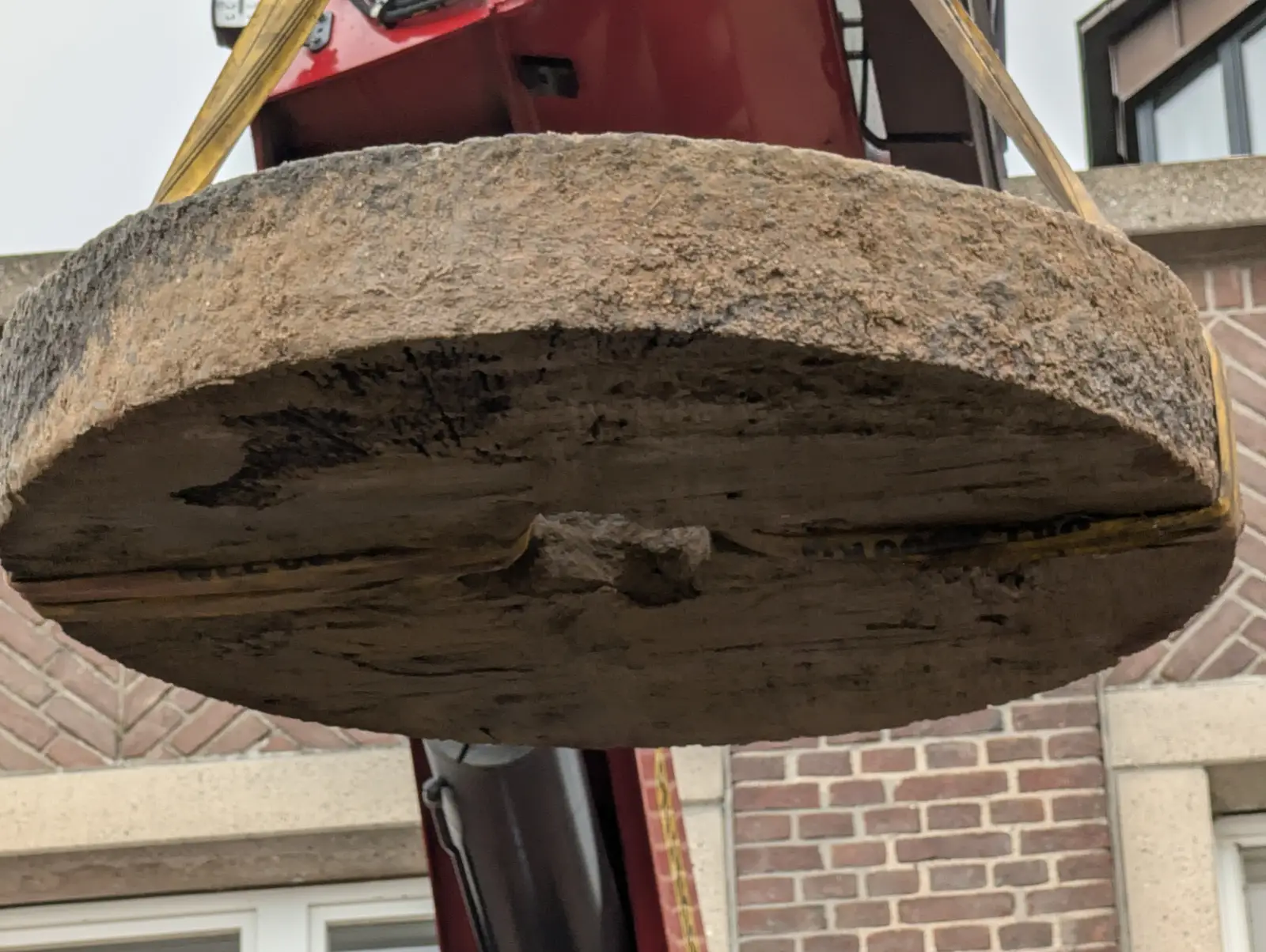 Beim Anheben wird die vom Schlick gezeichnete Unterseite des Steins sichtbar. Foto: ah
