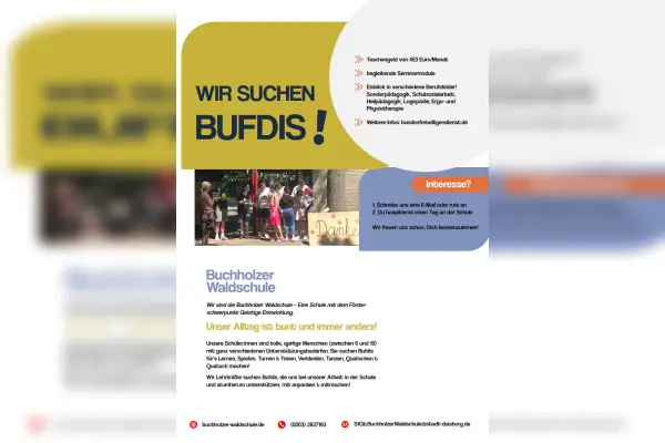 Die Buchholzer Waldschule kann mehrere Bufdis einstellen! 