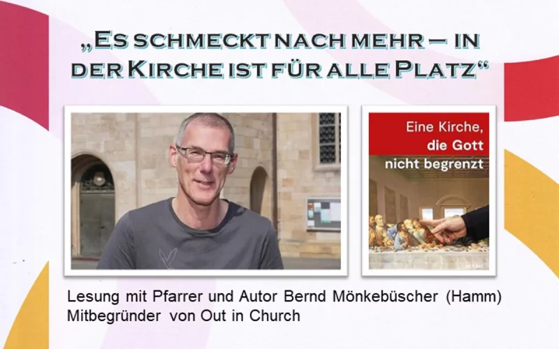 Pfarrer Bernd Mönkebüscher aus Hamm wird über mögliche Lösungsmöglichkeiten für das Dilemma der römisch-katholischen Kirche sprechen. Plakatausschnitt